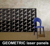 Geometric laser cut panel designs exclusive to Lace Furniture